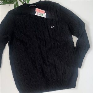 Vineyard Vines Black Cable Knit Crewneck Sweater size large
